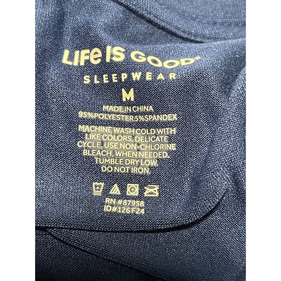 Life Is Good Mens Weekend Warrior Blue Shirt & Olive Green Pants Sleepwear M - Picture 10 of 10